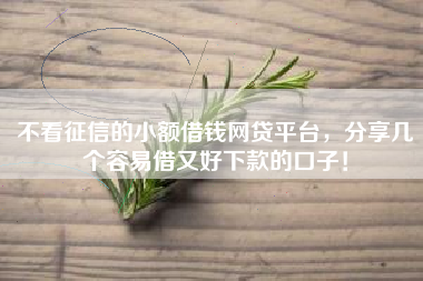 不看征信的小额借钱网贷平台，分享几个容易借又好下款的口子！