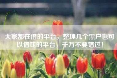 大家都在借的平台，整理几个黑户也可以借钱的平台，千万不要错过！
