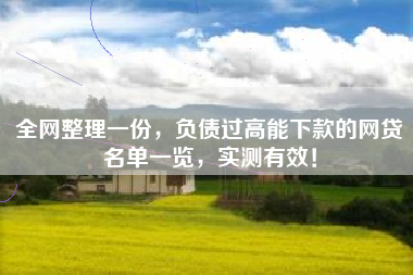 全网整理一份，负债过高能下款的网贷名单一览，实测有效！