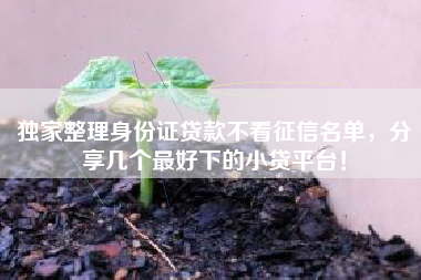 独家整理身份证贷款不看征信名单，分享几个最好下的小贷平台！