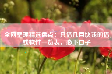 全网整理精选盘点：只借几百块钱的借钱软件一览表，必下口子