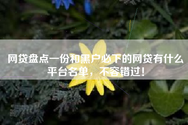 网贷盘点一份和黑户必下的网贷有什么平台名单，不容错过！