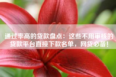 通过率高的贷款盘点：这些不用审核的贷款平台直接下款名单，网贷必备！