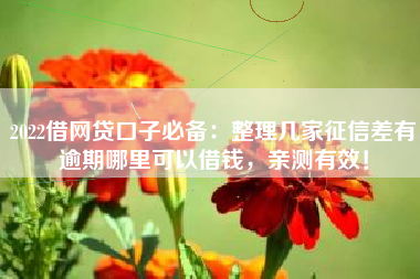 2022借网贷口子必备：整理几家征信差有逾期哪里可以借钱，亲测有效！