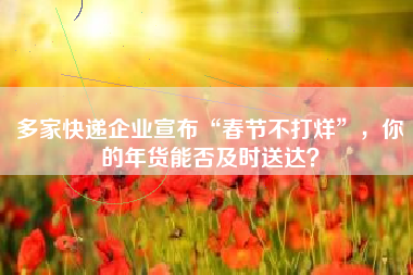 多家快递企业宣布“春节不打烊”，你的年货能否及时送达？