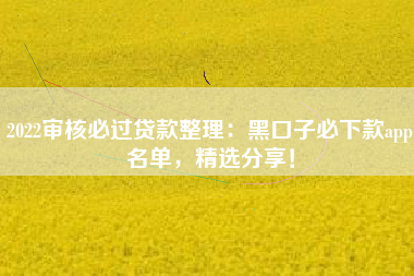 2022审核必过贷款整理：黑口子必下款app名单，精选分享！