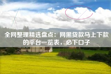 全网整理精选盘点：网黑贷款马上下款的平台一览表，必下口子