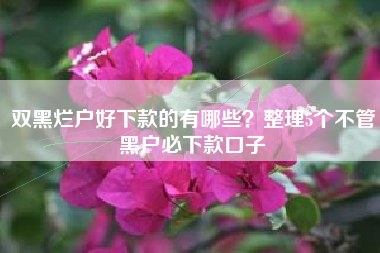 双黑烂户好下款的有哪些？整理5个不管黑户必下款口子