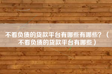 不看负债的贷款平台有哪些有哪些？（不看负债的贷款平台有哪些）